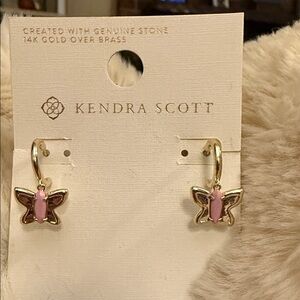 Kendra Scott Gold and Pink Butterfly Earrings